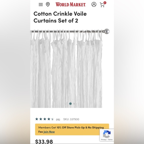 6 Panels of Sheer Curtains from World Market - Picture 2 of 4